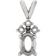 Oval 4 Prong Accented Pendant Mounting in 14 Karat White Gold for Oval Stone, 0.76 grams