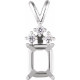 Emerald 4 Prong Pendant Mounting in 14 Karat White Gold for Emerald Stone, 1.23 grams