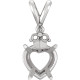 Heart 4 Prong Pendant Mounting in 14 Karat White Gold for Heart shape Stone, 0.56 grams