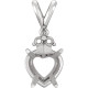 Heart 4 Prong Pendant Mounting in Platinum for Heart shape Stone, 1.32 grams