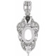 Vintage Inspired Necklace or Pendant Mounting in 14 Karat White Gold for Oval Stone, 2.23 grams