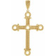 Cross Necklace or Pendant Mounting in 14 Karat Yellow Gold for Round Stone, 3.93 grams