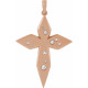 Accented Cross Necklace or Pendant Mounting in 14 Karat Rose Gold for Round Stone, 2.65 grams