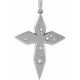 Accented Cross Necklace or Pendant Mounting in Sterling Silver for Round Stone, 2.08 grams