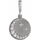 Crescent Moon Disc Necklace or Pendant Mounting in Platinum for Round Stone, 2.12 grams