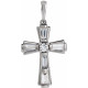 Accented Baguette Cross Necklace or Pendant Mounting in Sterling Silver for Round Stone, 0.94 grams