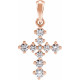 Cross Necklace or Pendant Mounting in 14 Karat Rose Gold for Round Stone, 1.18 grams