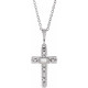 Accented Cross Necklace or Pendant Mounting in Sterling Silver for Straight baguette Stone, 1.14 grams