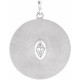 Accented Disc Necklace or Pendant Mounting in 14 Karat White Gold for Marquise Stone, 1.65 grams