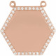 Engravable Hexagon Necklace or Center Mounting in 14 Karat Rose Gold for Round Stone, 2.1 grams