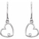 Accented Heart Earrings Mounting in 18 Karat Yellow Gold for Round Stone, 1.12 grams