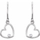 Accented Heart Earrings Mounting in 10 Karat Rose Gold for Round Stone, 0.82 grams