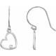 Accented Heart Earrings Mounting in Platinum for Round Stone, 1.2 grams