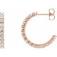 Accented Hoop Earrings Mounting in 14 Karat Rose Gold for Round Stone, 2.81 grams