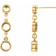 Three Stone Bezel Set Earrings Mounting in 14 Karat Yellow Gold for Round Stone, 1.48 grams
