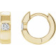 Accented Huggie Hoop Earrings Mounting in 14 Karat Yellow Gold for Round Stone, 3.87 grams