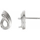 Accented Earrings Mounting in Sterling Silver for Pear Stone, 0.73 grams