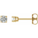 Round 4 Prong Lightweight Stud Earrings Mounting in 14 Karat Yellow Gold for Round Stone, 0.58 grams