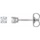 Round 4 Prong Lightweight Stud Earrings Mounting in 14 Karat White Gold for Round Stone, 0.59 grams