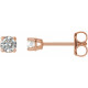 Round 4 Prong Lightweight Stud Earrings Mounting in 14 Karat Rose Gold for Round Stone, 0.59 grams