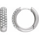 Pavé Hoop Earrings Mounting in 14 Karat White Gold for Round Stone, 4.7 grams