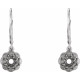 Vintage Inspired Lever Back Earrings Mounting in 14 Karat White Gold for Round Stone, 1.39 grams