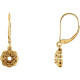 Vintage Inspired Lever Back Earrings Mounting in 14 Karat Yellow Gold for Round Stone, 1.42 grams