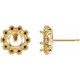Round 4 Prong Halo Style Earrings Mounting in 14 Karat Yellow Gold for Round Stone, 0.41 grams