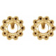 Round 4 Prong Halo Style Earrings Mounting in 14 Karat Yellow Gold for Round Stone, 0.41 grams