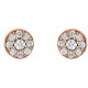 Cluster Earrings Mounting in 14 Karat Rose Gold for Round Stone, 2.39 grams