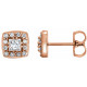 Halo Style Earrings Mounting in 14 Karat Rose Gold for Square Stone, 1.66 grams
