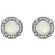 Bezel Set Halo Style Earrings Mounting in Platinum for Round Stone, 5.45 grams