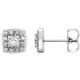 Halo Style Earrings Mounting in 14 Karat White Gold for Square Stone, 1.62 grams