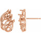 Accented Earrings Mounting in 14 Karat Rose Gold for Marquise Stone, 1.36 grams