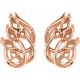 Accented Earrings Mounting in 14 Karat Rose Gold for Marquise Stone, 1.36 grams