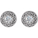 Bezel Set Earrings Mounting in Sterling Silver for Round Stone, 1.6 grams