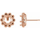 Round 4 Prong Halo Style Earrings Mounting in 14 Karat Rose Gold for Round Stone, 0.41 grams