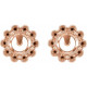 Round 4 Prong Halo Style Earrings Mounting in 14 Karat Rose Gold for Round Stone, 0.41 grams