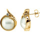 Accented Mabé Pearl Earrings Mounting in 14 Karat Yellow Gold for Pearl Stone, 2.94 grams