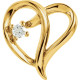 Accented Heart Earrings Mounting in 10 Karat Yellow Gold for Round Stone, 0.64 grams