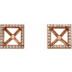 Square 4 Prong Halo Style Earrings Mounting in 14 Karat Rose Gold for Square Stone, 1.9 grams