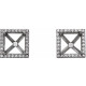 Square 4 Prong Halo Style Earrings Mounting in 14 Karat White Gold for Square Stone, 1.86 grams