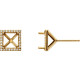 Square 4 Prong Halo Style Earrings Mounting in 14 Karat Yellow Gold for Square Stone, 1.9 grams