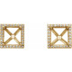 Square 4 Prong Halo Style Earrings Mounting in 14 Karat Yellow Gold for Square Stone, 1.9 grams