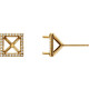 Square 4 Prong Halo Style Earrings Mounting in 18 Karat Yellow Gold for Square Stone, 2.28 grams