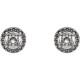 Round 4 Prong Halo Style Earrings Mounting in Platinum for Round Stone, 0.92 grams