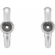 Bezel Set Huggie Earrings Mounting in 14 Karat White Gold for Round Stone, 0.92 grams