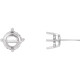 Round 4 Prong Accented Stud Earrings Mounting in 18 Karat White Gold for Round Stone, 1.03 grams