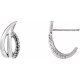 Freeform J Hoop Earrings Mounting in Platinum for Round Stone, 1.66 grams