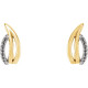 Freeform J Hoop Earrings Mounting in 14 Karat Yellow/White Gold for Round Stone, 1.07 grams